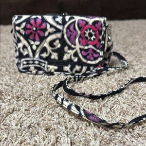 Floral Black and Pink Crossbody Bag